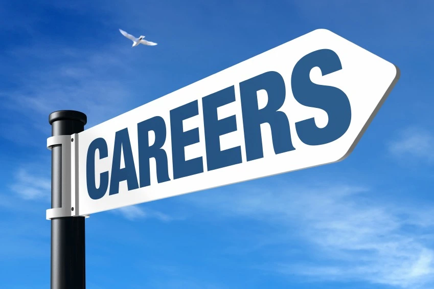 Careers sign against blue sky